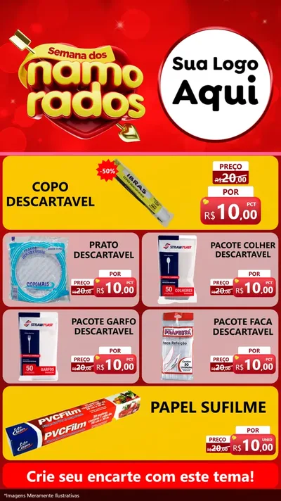 Modelo de TV para TV Vertical com o tema Semana dos namorados para Embalagens