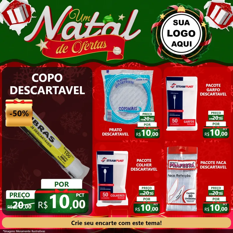 Modelo de Rede Social para Feed Facebook com o tema Um Natal de Ofertas para Embalagens