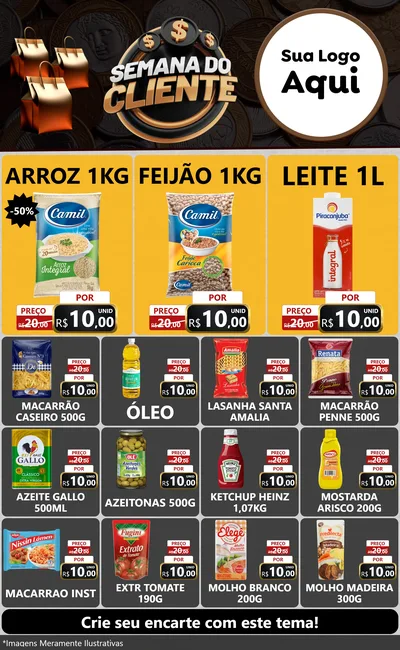 Modelo de Encarte para Encarte Grande com o tema Semana do Cliente para Supermercado