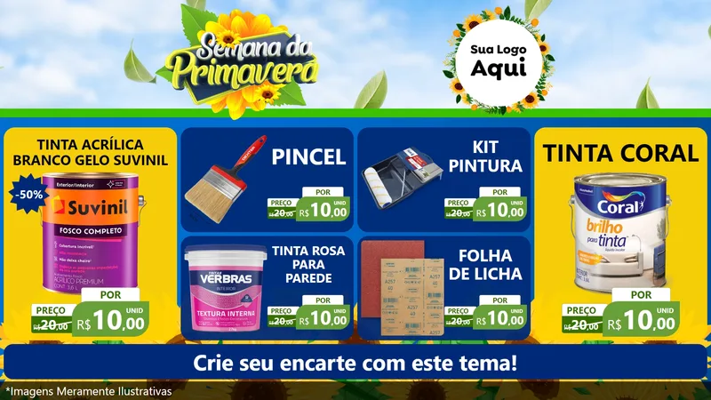 Modelo de TV para TV Horizontal com o tema Semana da Primavera para Tintas e Ferramentas