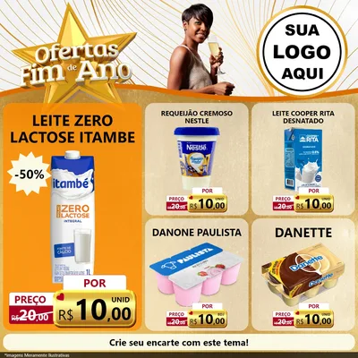 Modelo de Rede Social para Feed Facebook com o tema Ofertas Fim de Ano para Frios e Laticínios