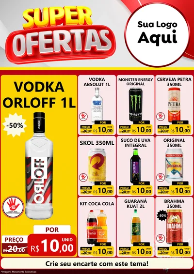Modelo de Encarte para Encarte A4 Vertical com o tema Super Ofertas para Distribuidora de bebidas