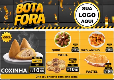 Modelo de Encarte para Encarte A4 Horizontal com o tema Bota Fora para Salgadaria
