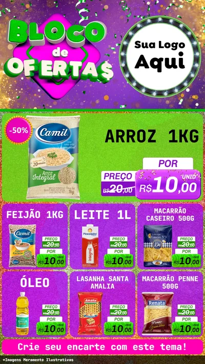 Modelo de Rede Social para Stories com o tema Bloco de Ofertas para Supermercado