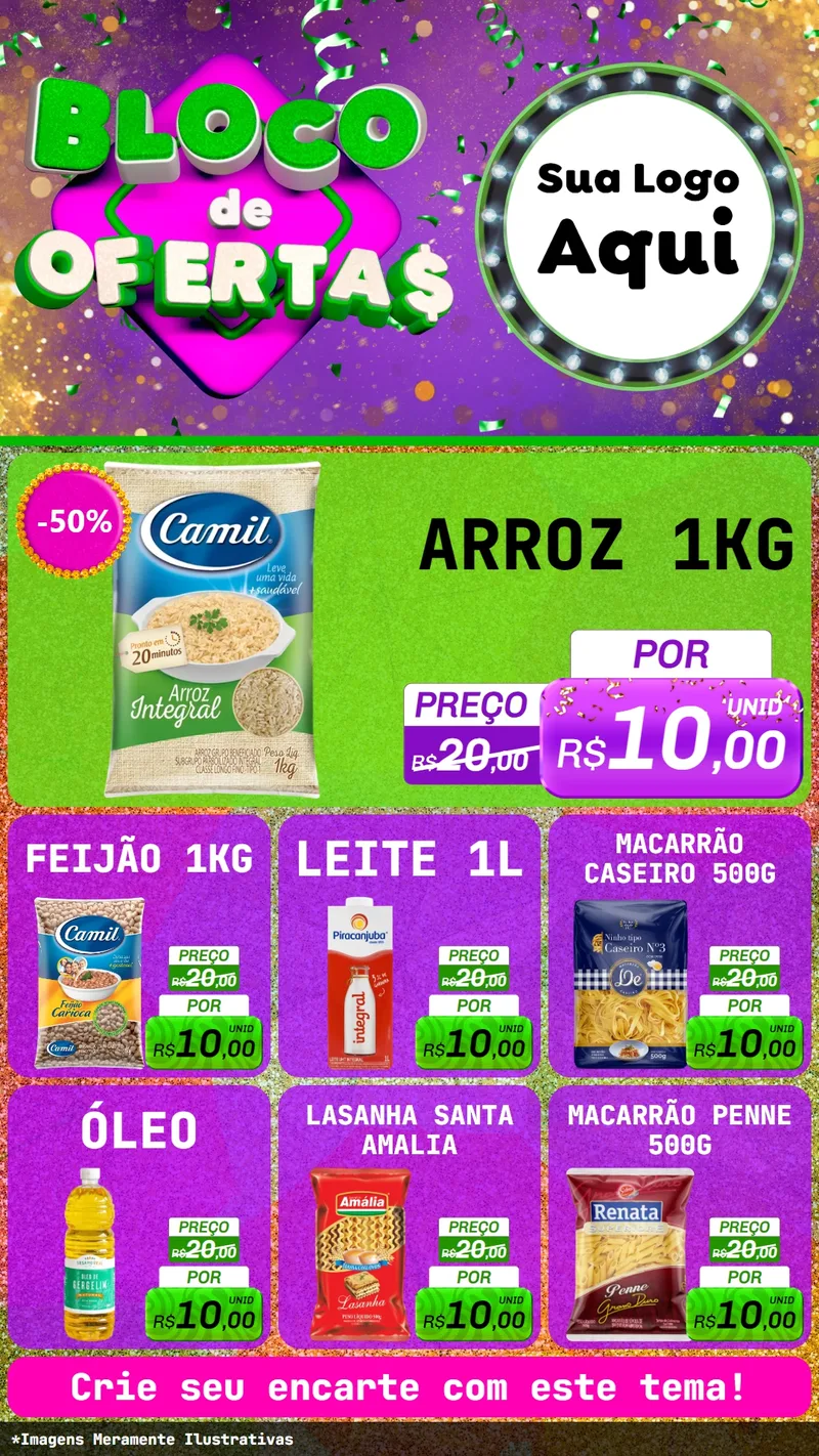 Modelo de Rede Social para Stories com o tema Bloco de Ofertas para Supermercado
