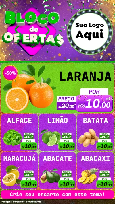 Modelo de Rede Social para Stories com o tema Bloco de Ofertas para Hortifrúti