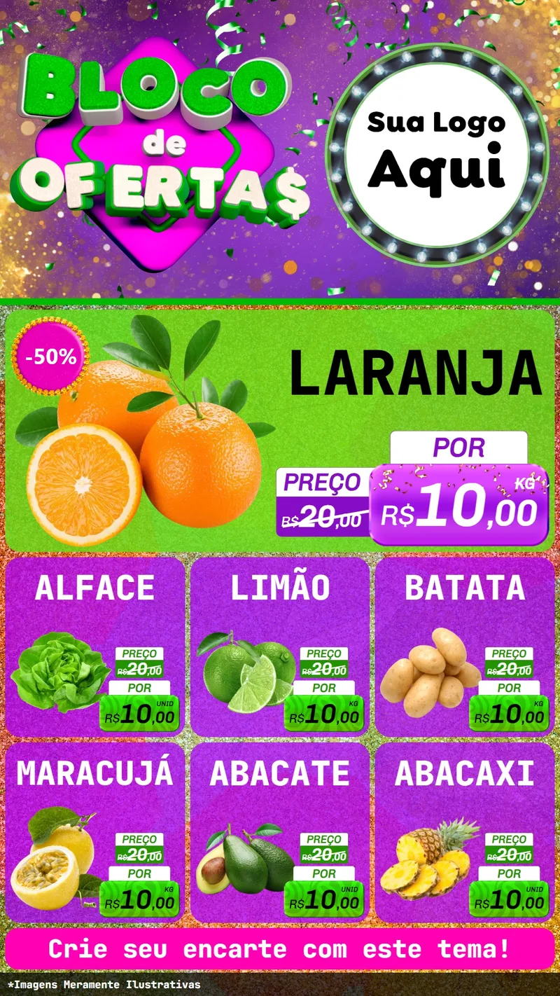 Modelo de Rede Social para Stories com o tema Bloco de Ofertas para Hortifrúti