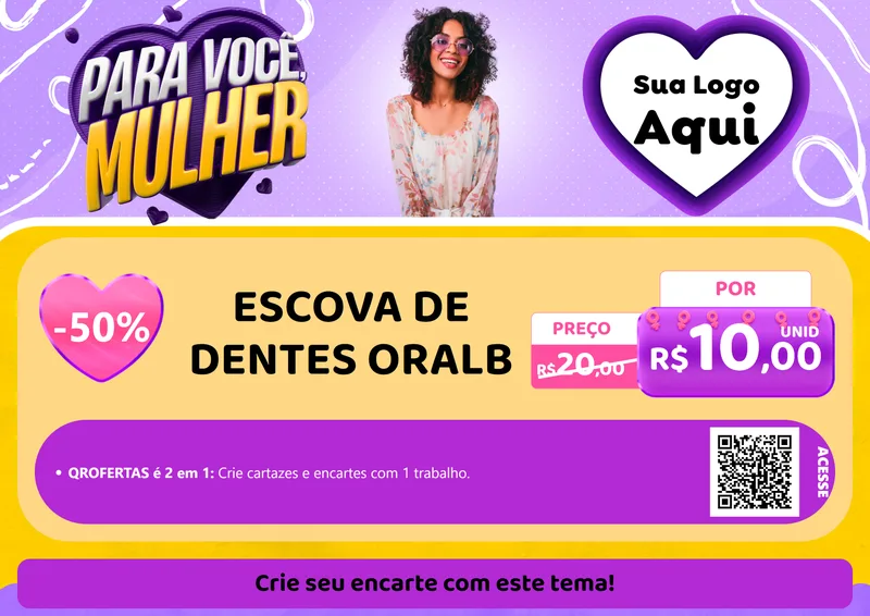 Modelo de Cartaz para Cartaz A4 Horizontal com o tema Para Você, Mulher para Higiene Pessoal