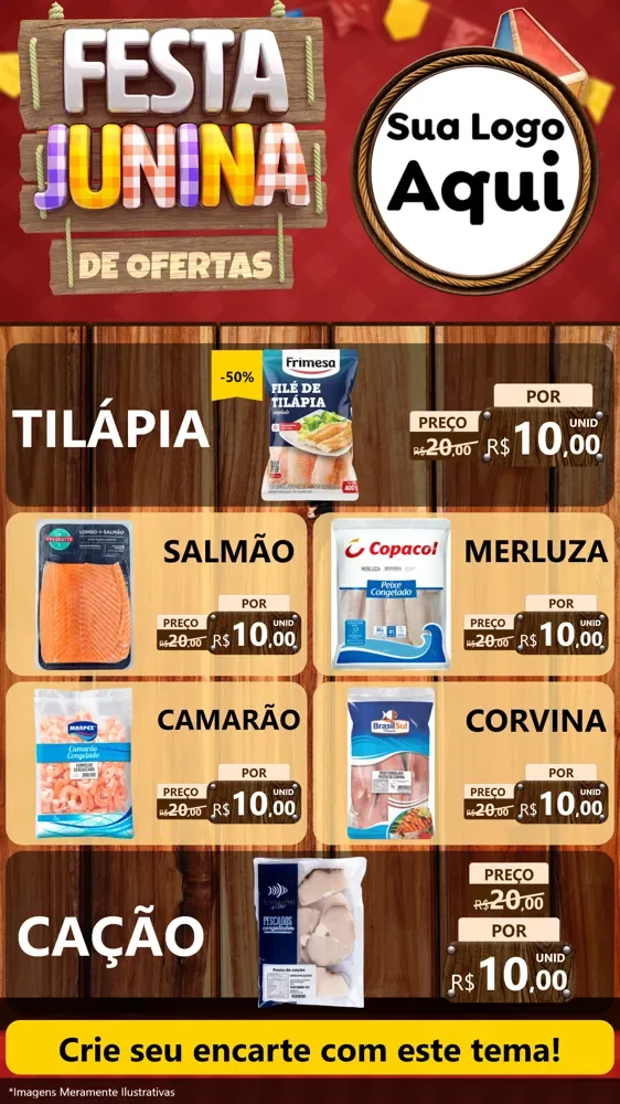 Modelo de TV para TV Vertical com o tema Festa Junina de Ofertas para Peixaria