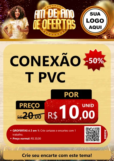 Modelo de Cartaz para Cartaz A4 Vertical com o tema Fim de Ano de Ofertas para Tubos e conexões