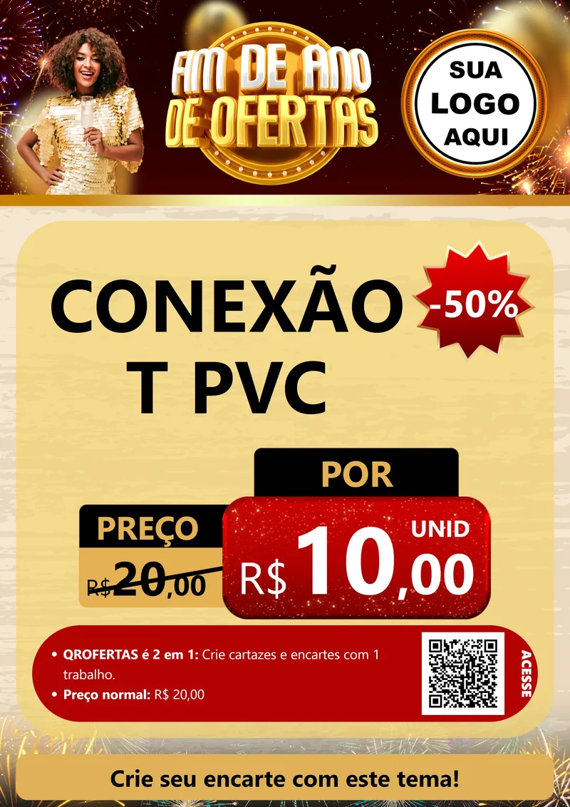 Modelo de Cartaz para Cartaz A4 Vertical com o tema Fim de Ano de Ofertas para Tubos e conexões