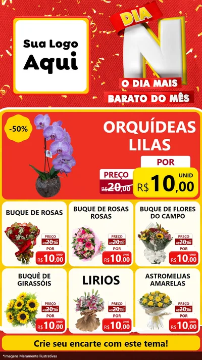 Modelo de Rede Social para Stories com o tema Dia N o Dia Mais Barato do Mês para Floricultura e jardim