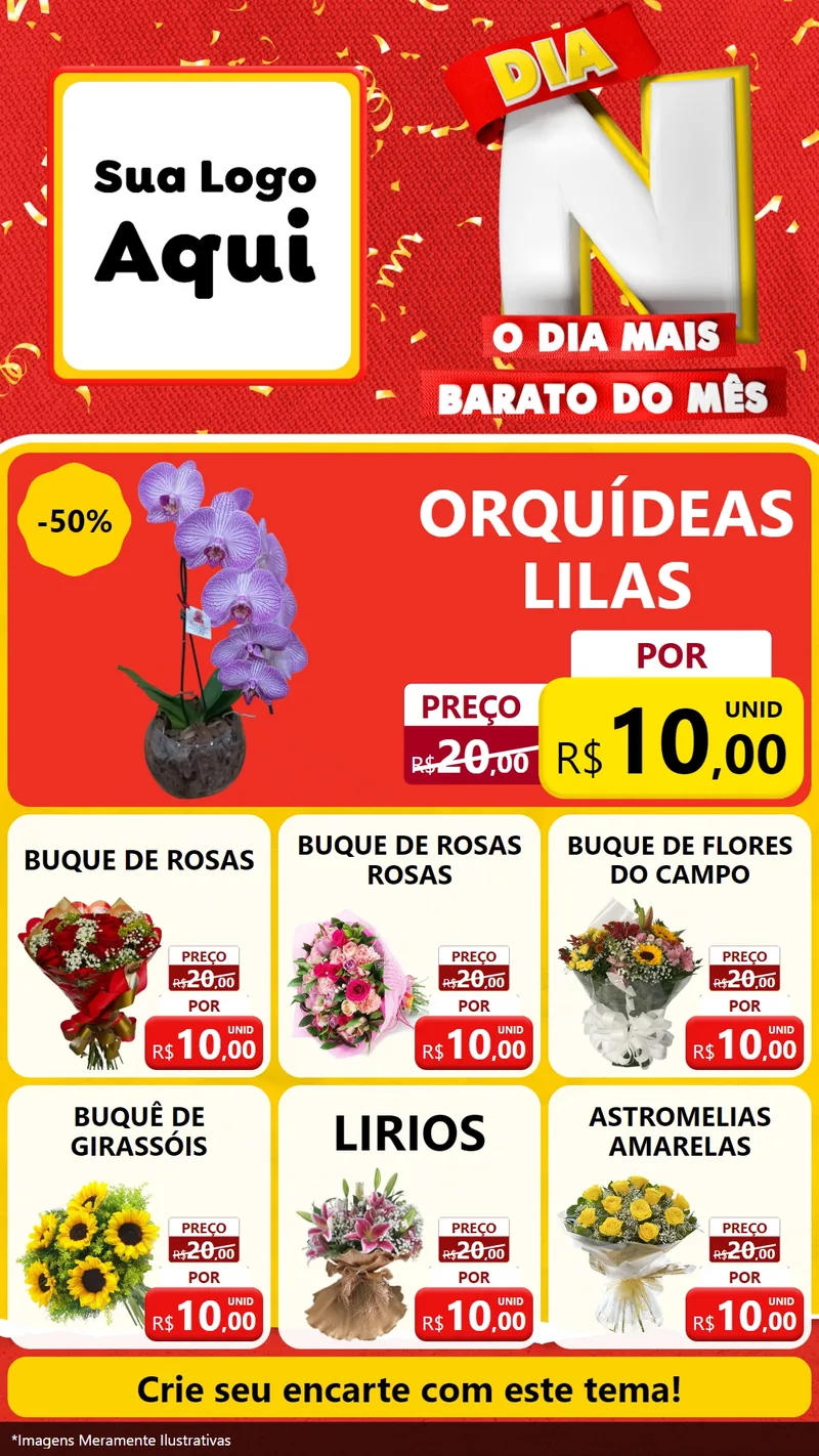 Modelo de Rede Social para Stories com o tema Dia N o Dia Mais Barato do Mês para Floricultura e jardim