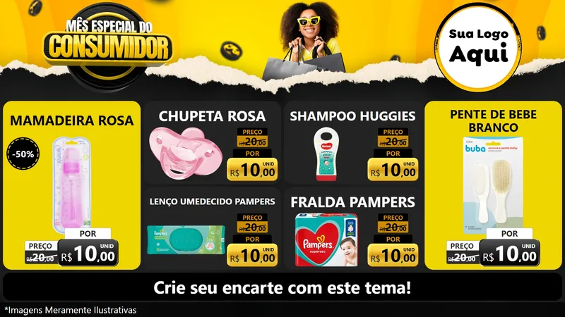 Modelo de TV para TV Horizontal com o tema Mês Especial do Consumidor para Bebês