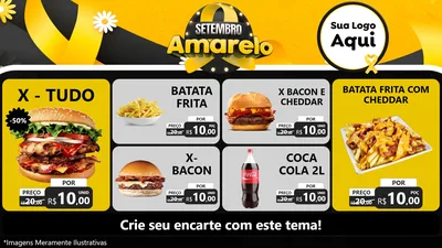 Modelo de TV para TV Horizontal com o tema Setembro Amarelo para Hamburgueria