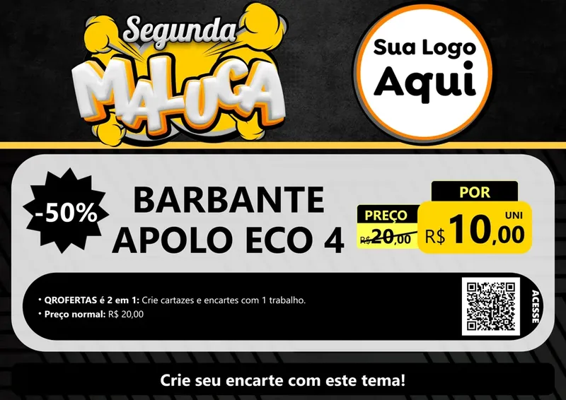 Modelo de Cartaz para Cartaz A4 Horizontal com o tema Segunda Maluca para Armarinho e Aviamentos