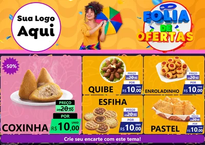 Modelo de Encarte para Encarte A4 Horizontal com o tema Folia de Ofertas para Salgadaria