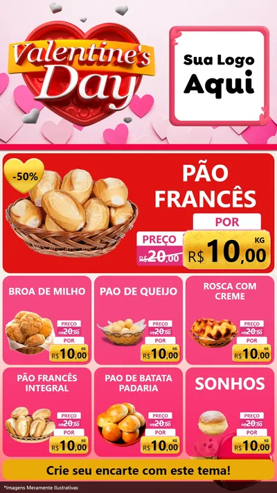 Modelo de Rede Social para Stories com o tema Valentine's Day para Padaria