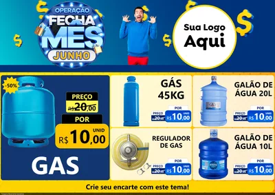 Modelo de Encarte para Encarte A4 Horizontal com o tema Operação Fecha Mês, Junho para Água e gás