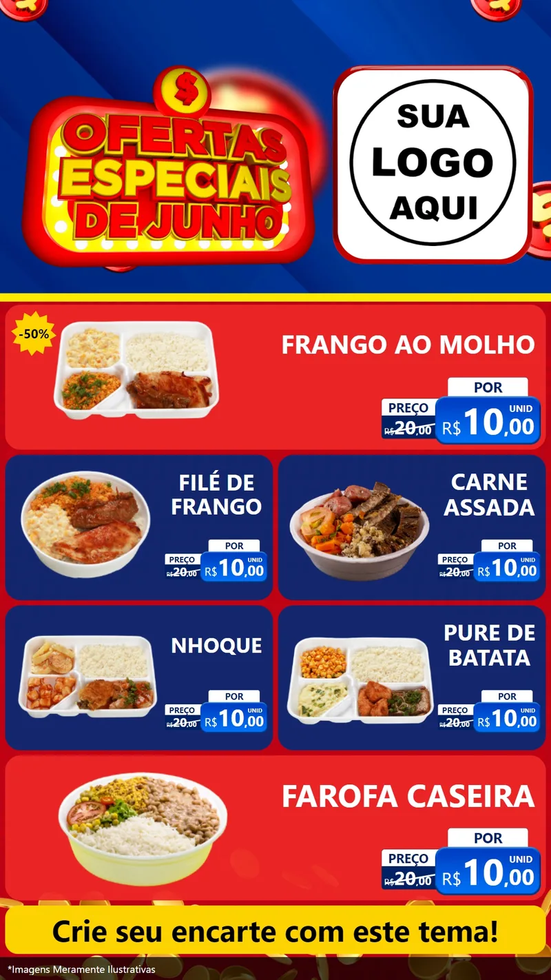 Modelo de TV para TV Vertical com o tema Ofertas Especiais de Junho para Restaurante