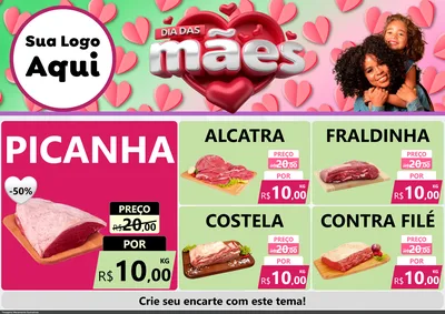 Modelo de Encarte para Encarte A4 Horizontal com o tema Dia das Mães para Açougue
