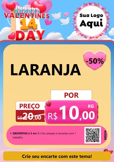 Modelo de Cartaz para Cartaz A4 Vertical com o tema Valentine's Day para Hortifrúti