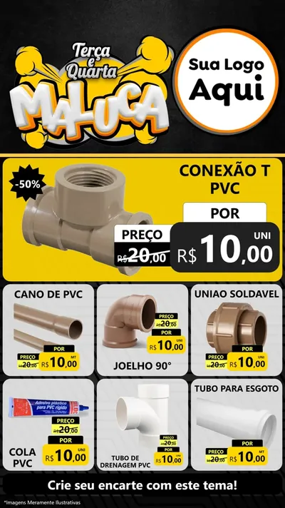 Modelo de Rede Social para Stories com o tema Terça e Quarta Maluca para Tubos e conexões