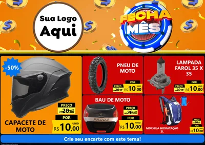 Modelo de Encarte para Encarte A4 Horizontal com o tema Fecha Mês para Moto peças