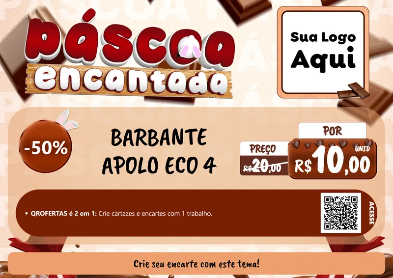 Modelo de Cartaz para Cartaz A4 Horizontal com o tema Páscoa Encantada para Armarinho e Aviamentos