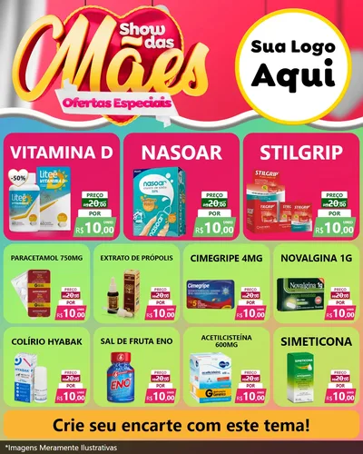 Modelo de Rede Social para Feed Instagram com o tema Show das Mães - Ofertas Especiais para Farmácia