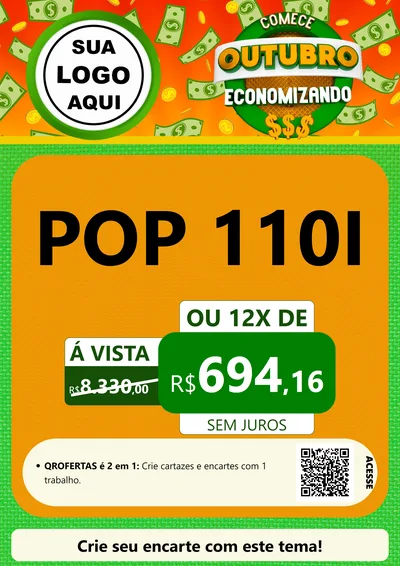 Modelo de Cartaz para Cartaz A4 Vertical com o tema Comece Outubro Economizando para Concessionaria de Motos
