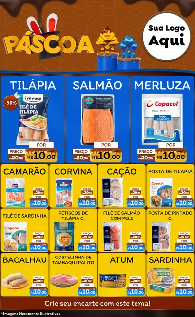 Modelo de Encarte para Encarte Grande com o tema Páscoa para Peixaria