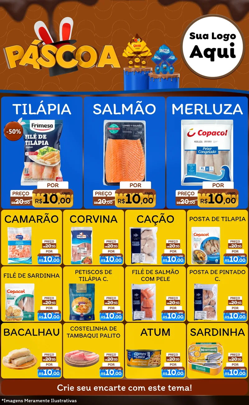 Modelo de Encarte para Encarte Grande com o tema Páscoa para Peixaria