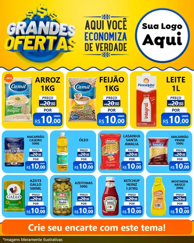 Modelo de Rede Social para Feed Instagram com o tema Grandes Ofertas para Supermercado