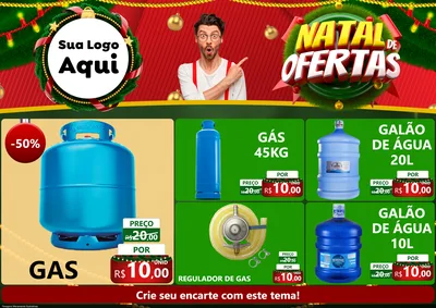 Modelo de Encarte para Encarte A4 Horizontal com o tema Natal de Ofertas para Água e gás