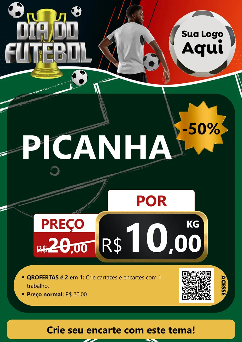 Modelo de Cartaz para Cartaz A4 Vertical com o tema Dia Do Futebol para Açougue