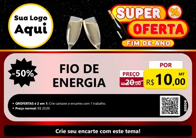 Modelo de Cartaz para Cartaz A4 Horizontal com o tema Super Oferta Fim de Ano para Materiais Elétricos