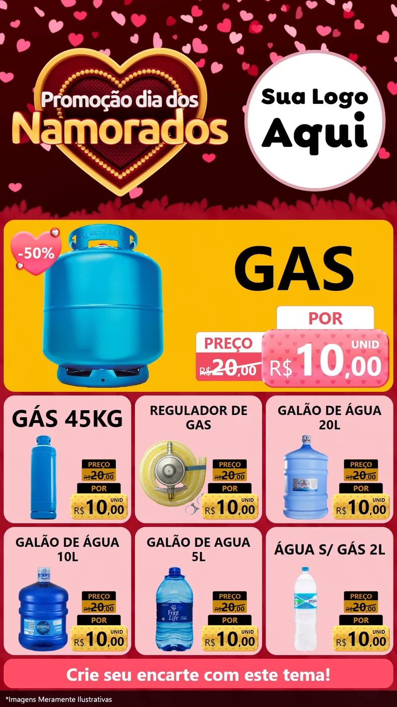 Modelo de Rede Social para Stories com o tema Promoção Dia Dos Namorados para Água e gás