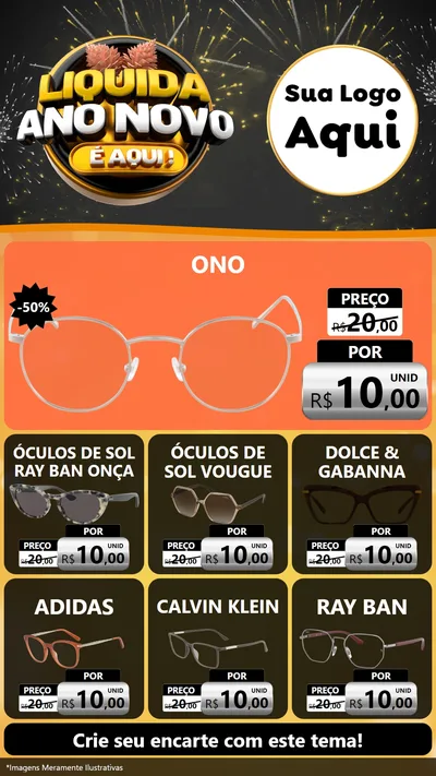 Modelo de Rede Social para Stories com o tema Liquida Ano Novo É Aqui! para Óticas