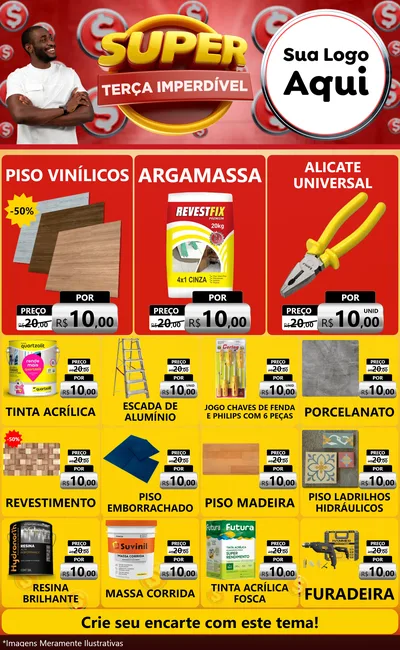 Modelo de Encarte para Encarte Grande com o tema Super Terça Imperdível para Material para Construção