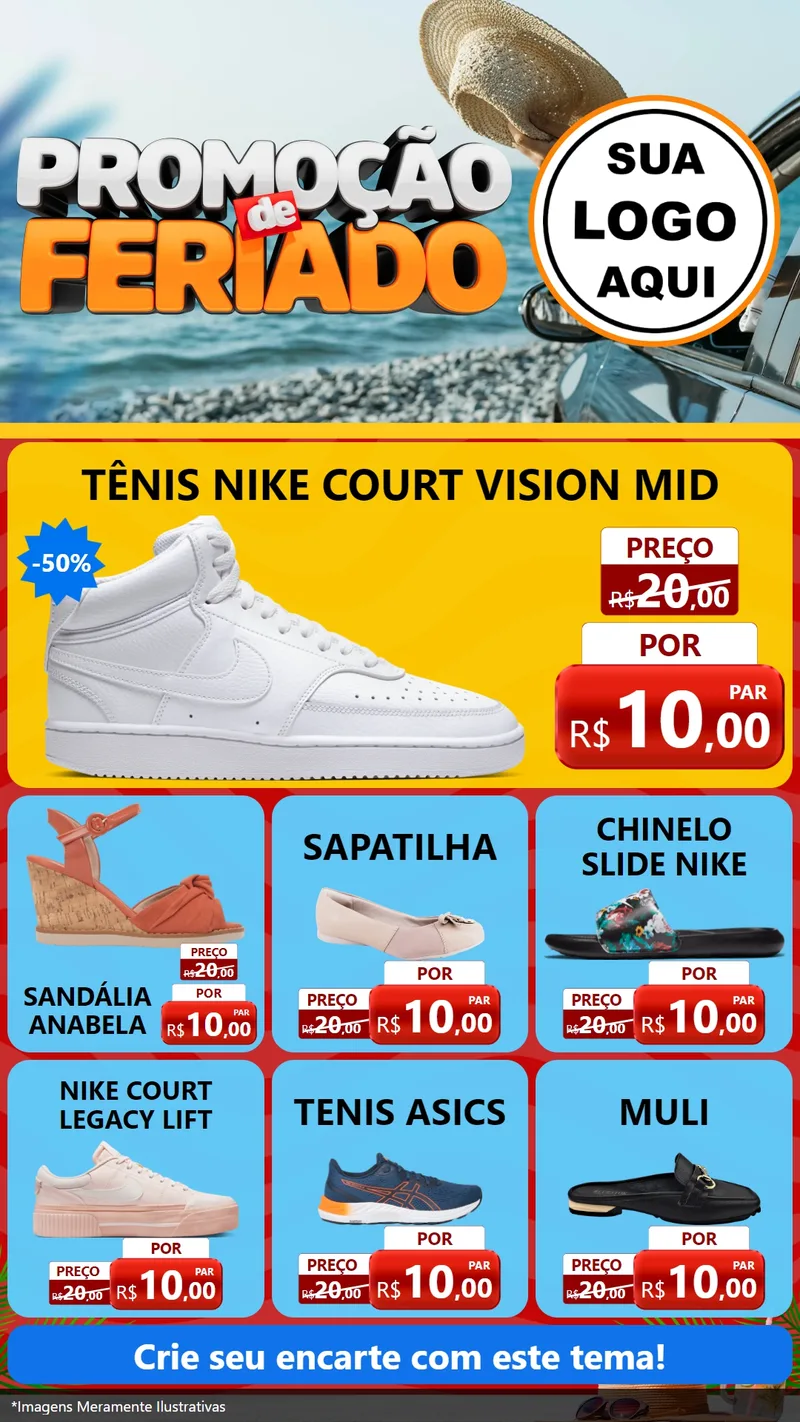 Modelo de Rede Social para Stories com o tema Promoção de Feriado para Calçados