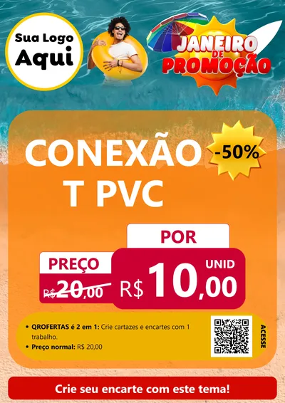 Modelo de Cartaz para Cartaz A4 Vertical com o tema Janeiro de Promoção para Tubos e conexões