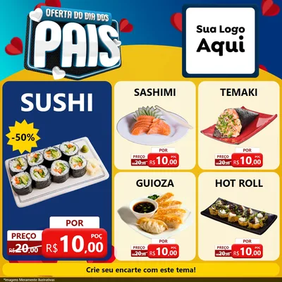 Modelo de Rede Social para Feed Facebook com o tema Oferta Do Dia Dos Pais para Comida japonesa
