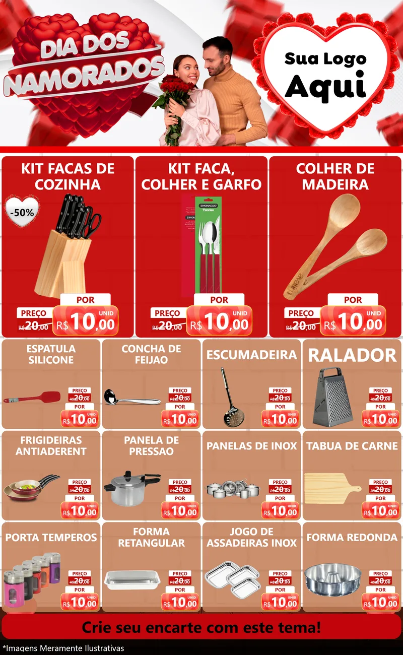 Modelo de Encarte para Encarte Grande com o tema Dia dos Namorados para Utilidades Domésticas