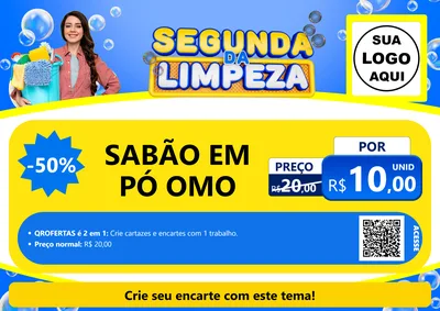 Modelo de Cartaz para Cartaz A4 Horizontal com o tema Segunda da Limpeza para Produtos de Limpeza