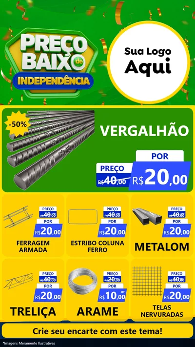 Modelo de Rede Social para Stories com o tema Preço Baixo de Independência para Ferragens