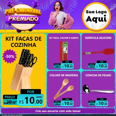 Modelo de Rede Social para Feed Facebook com o tema Pré-Carnaval Premiado para Utilidades Domésticas