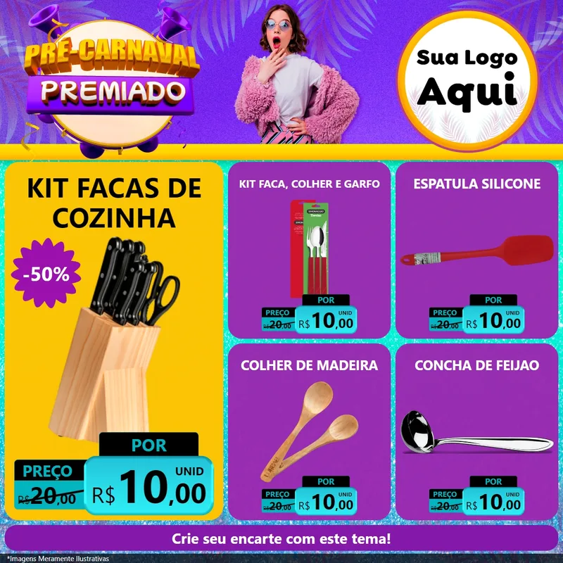 Modelo de Rede Social para Feed Facebook com o tema Pré-Carnaval Premiado para Utilidades Domésticas