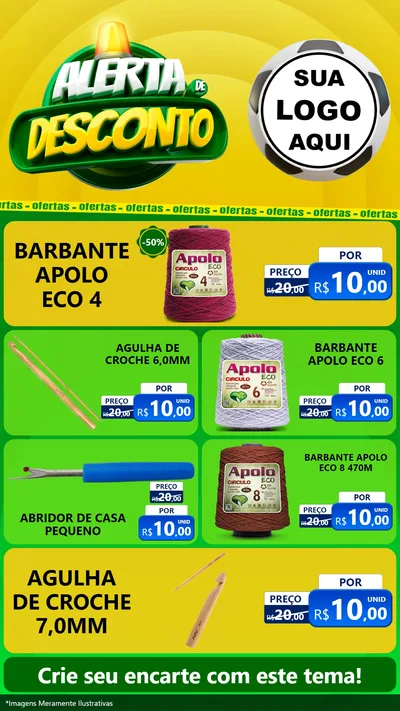 Modelo de TV para TV Vertical com o tema Alerta de Desconto para Armarinho e Aviamentos