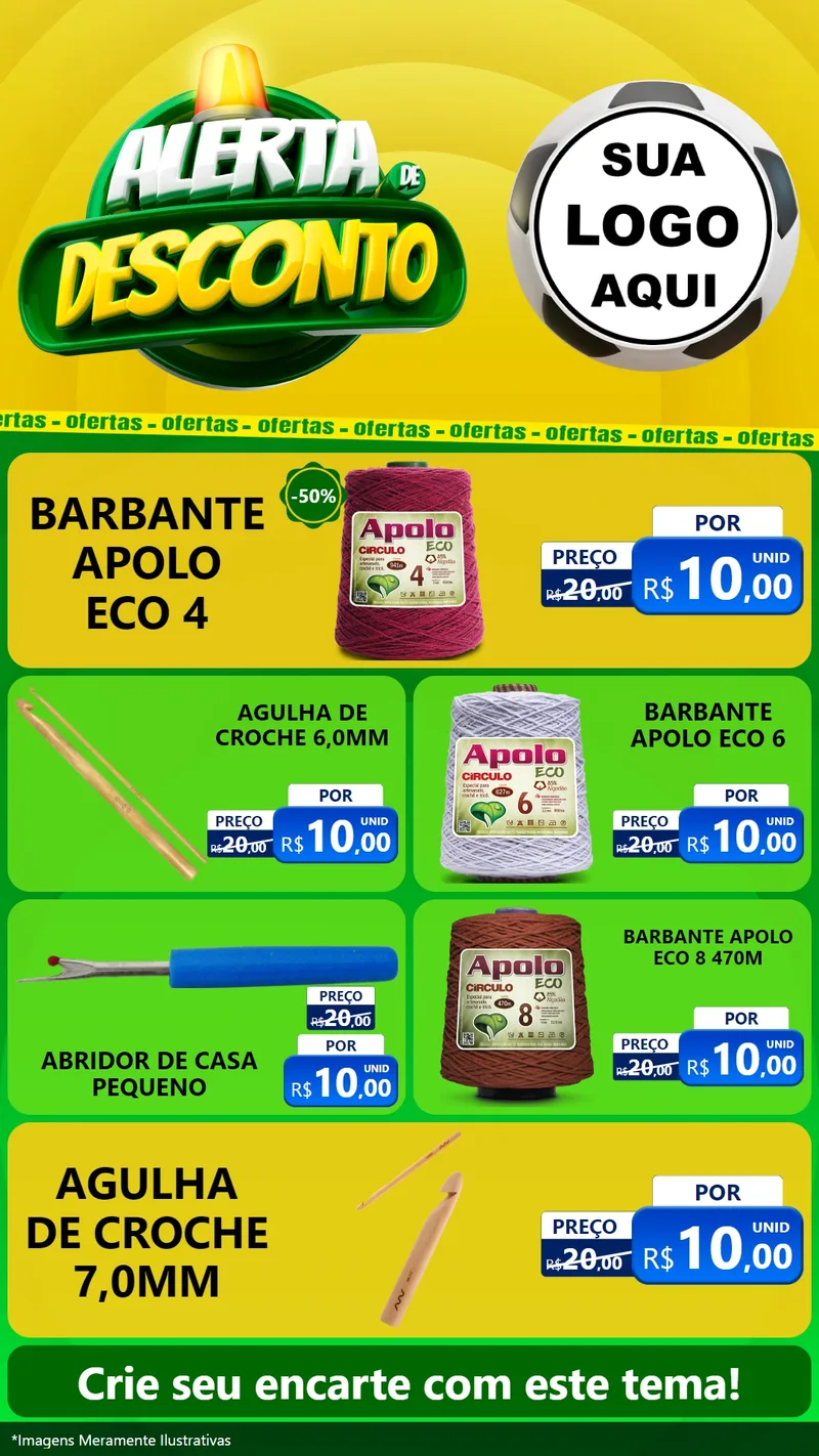 Modelo de TV para TV Vertical com o tema Alerta de Desconto para Armarinho e Aviamentos